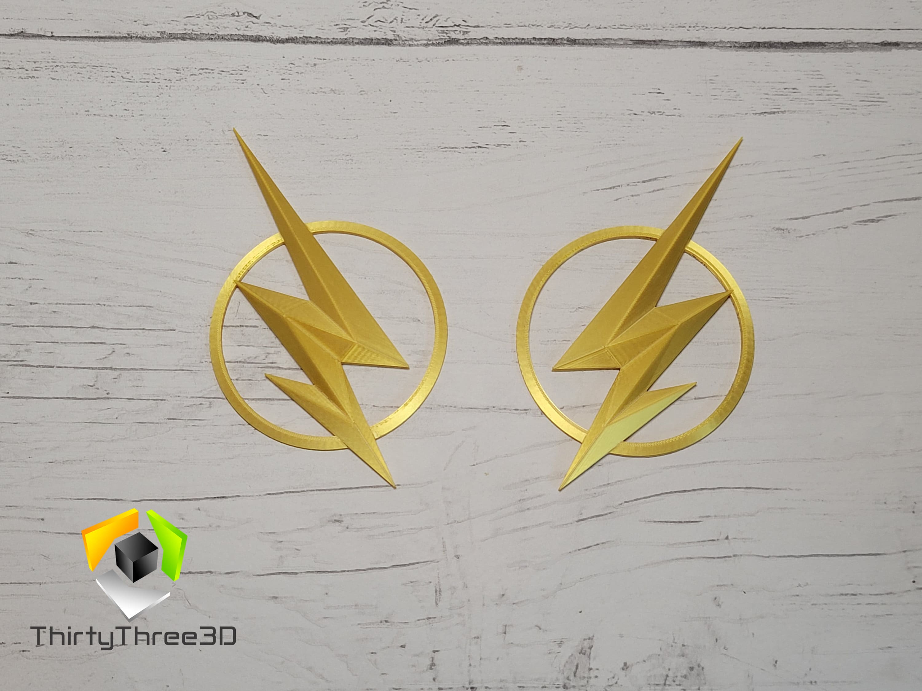 The Flash Helmet Ear Pieces - 3D Printed Lightning Emblems (Pair)