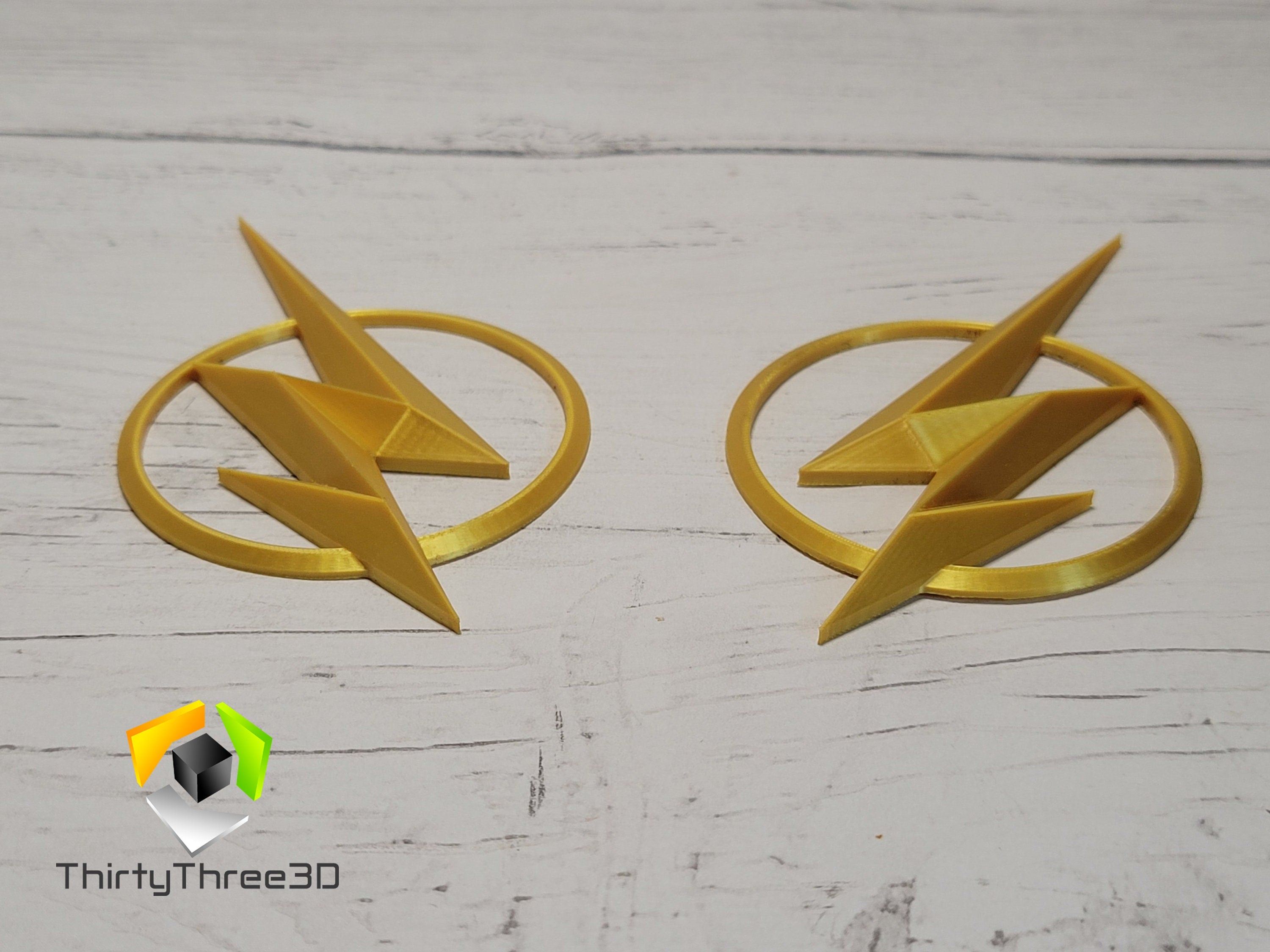 The Flash Helmet Ear Pieces - 3D Printed Lightning Emblems (Pair)
