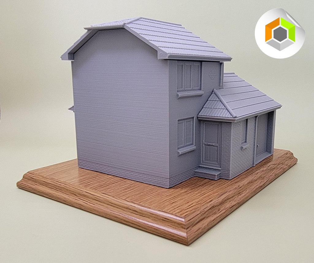 Custom 3D Printed Model House - Personalised Home Replica on Wooden Base