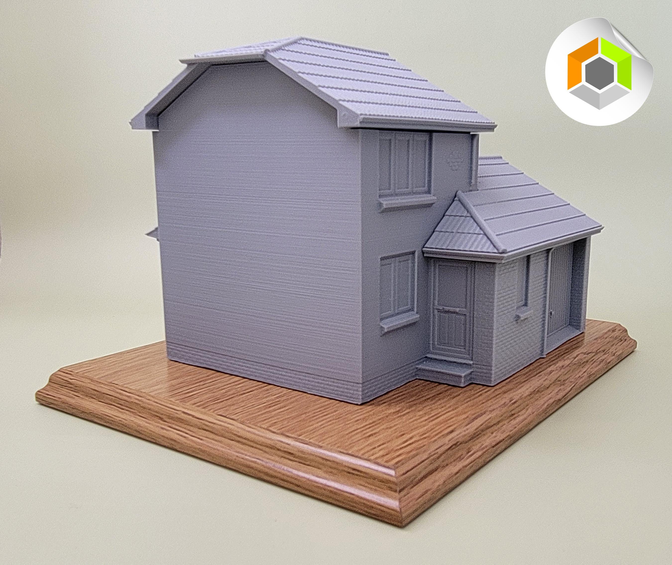 Custom 3D Printed Model House - Personalised Home Replica on Wooden Base