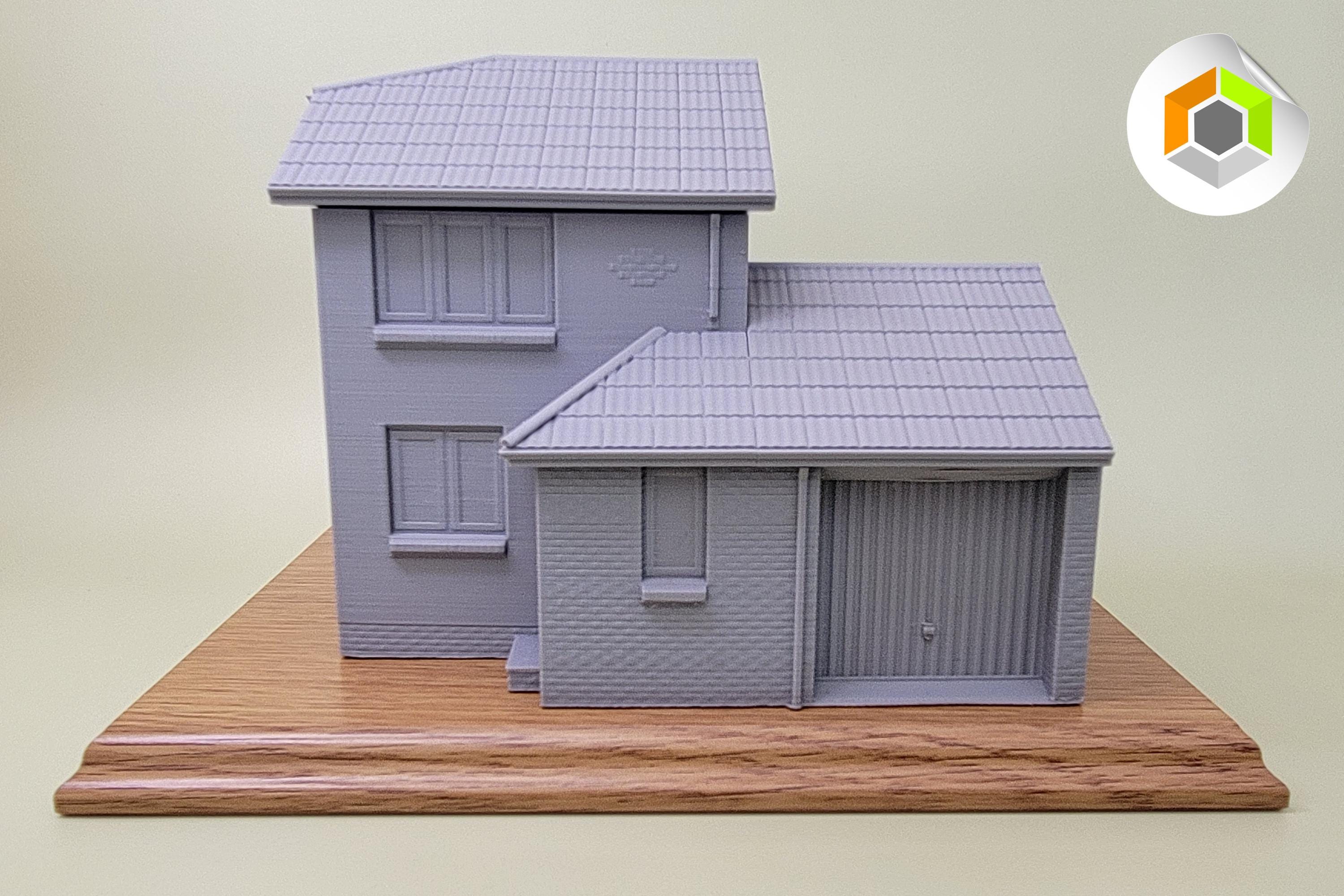 Custom 3D Printed Model House - Personalised Home Replica on Wooden Base