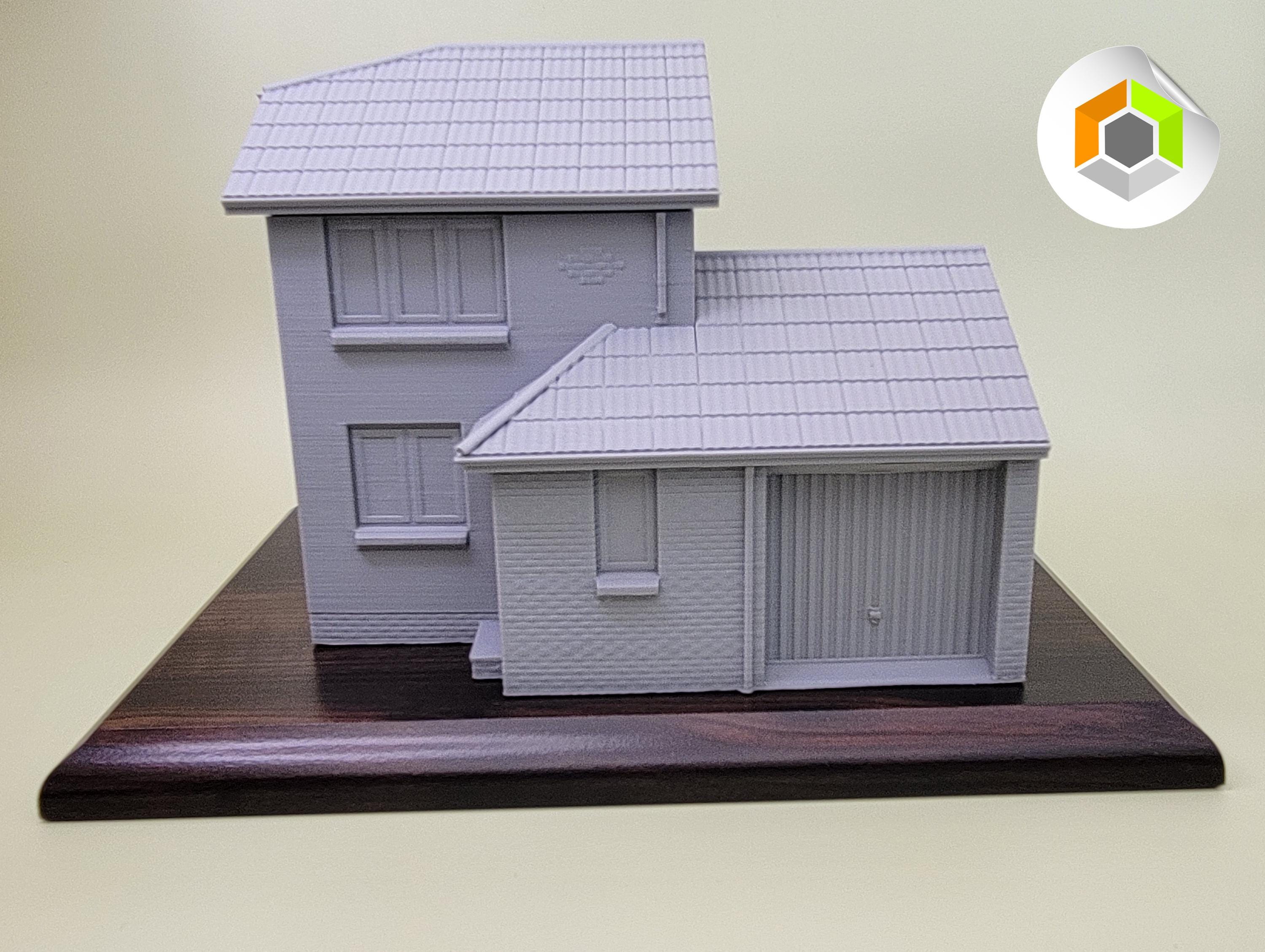Custom 3D Printed Model House - Personalised Home Replica on Wooden Base