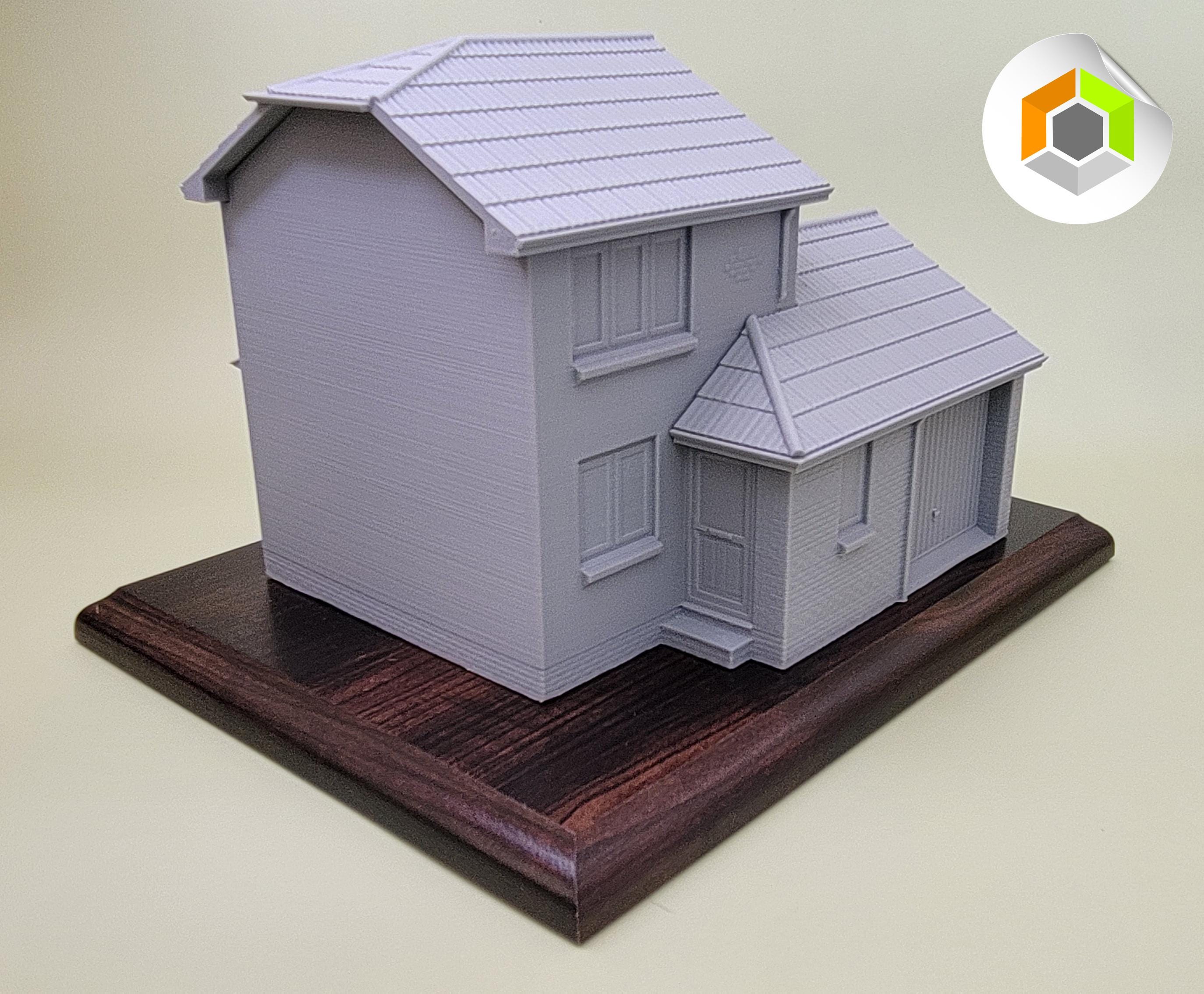 Custom 3D Printed Model House - Personalised Home Replica on Wooden Base