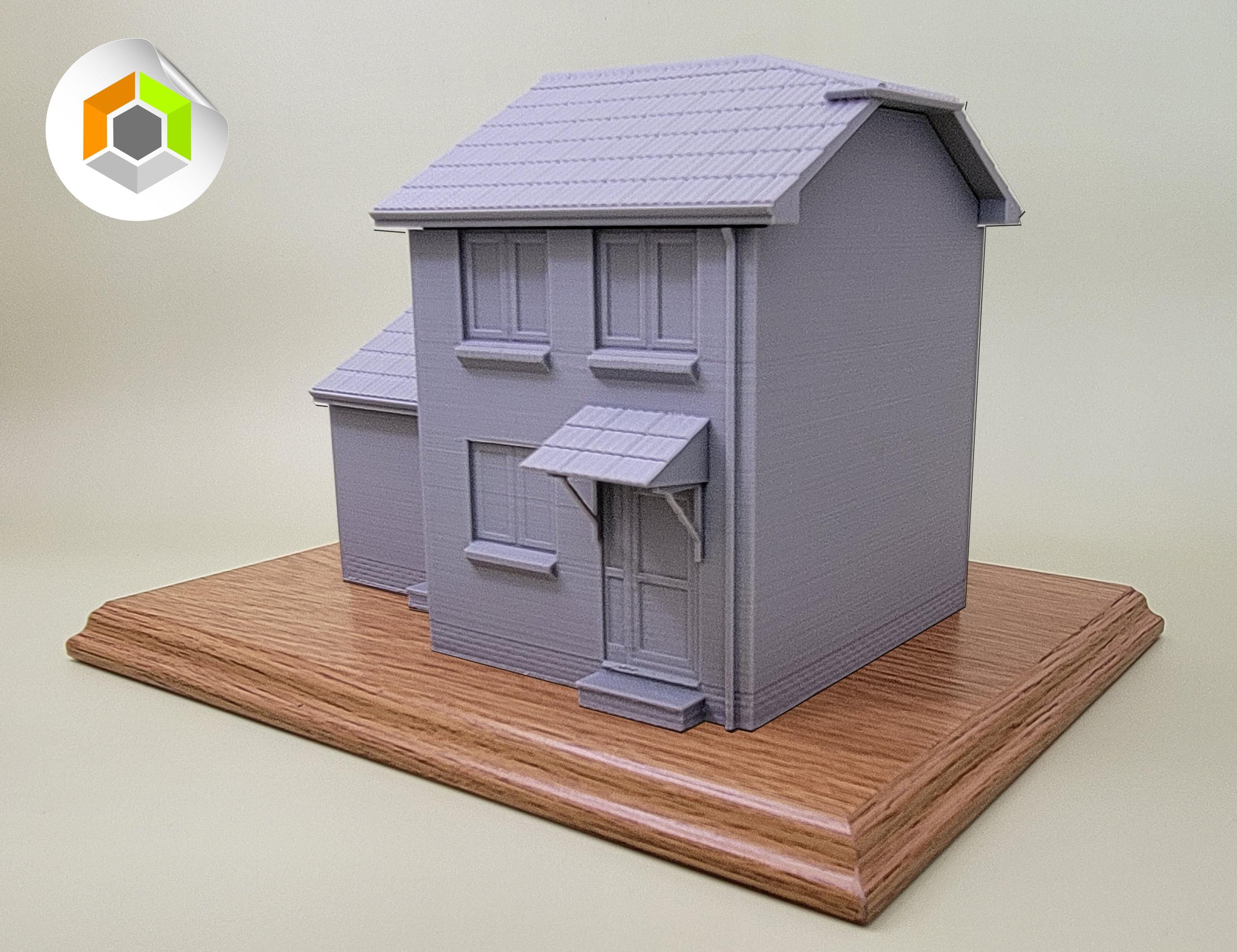 Custom 3D Printed Model House - Personalised Home Replica on Wooden Base